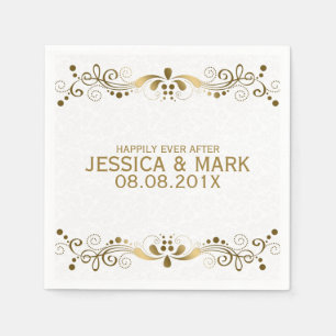 Elegant Floral Gold Lace With White Damasks 2 Napkin