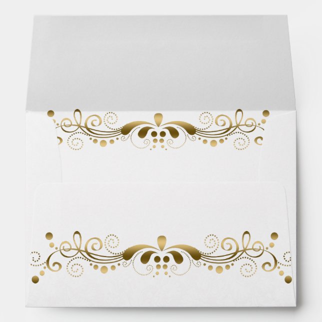 Elegant Floral Gold Lace With White Damasks 2a Envelope (Back (Bottom))