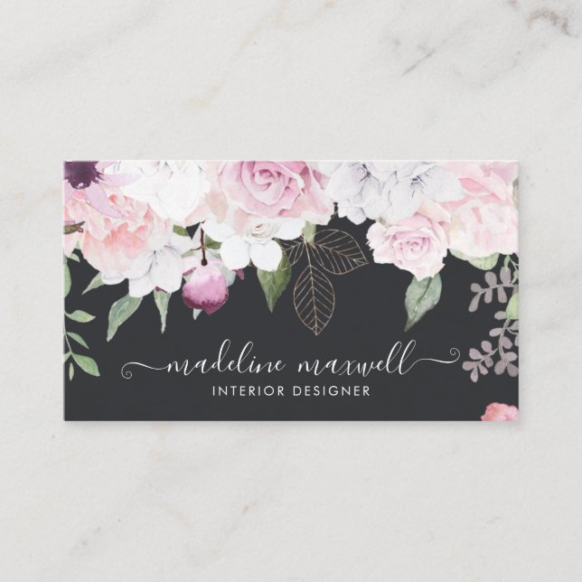 Elegant Floral | Gold Leaf Professional  Business Card (Front)
