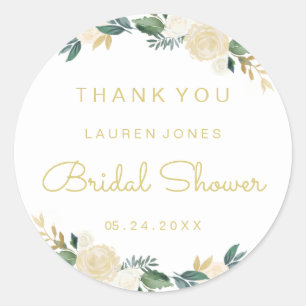 Elegant Floral Gold Pink Bridal Shower Sticker