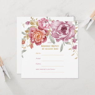 Elegant Floral & Gold RSVP Card