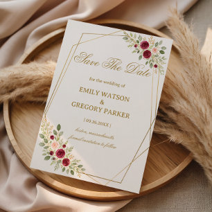 Elegant Floral Gold Save The Date