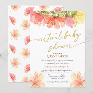 Elegant Floral Gold Script Watercolor Greenery Invitation