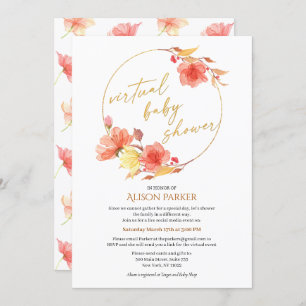 Elegant Floral Gold Script Watercolor Virtual Invitation