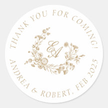 Elegant Floral Gold Thank You for Coming