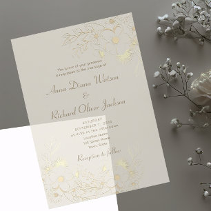 Elegant Floral Gold Wedding Acrylic Invitations