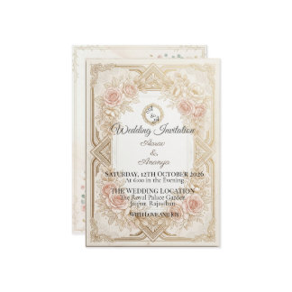 Elegant Floral Gold Wedding Invitation | Editable