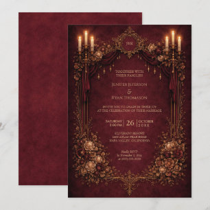 Elegant floral gothic halloween wedding Invitation