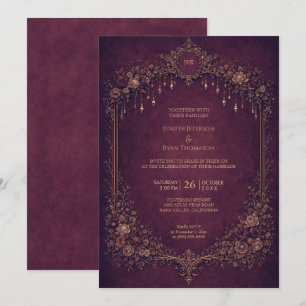 Elegant floral gothic halloween wedding Invitation