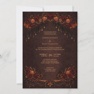 Elegant floral gothic halloween wedding Invitation