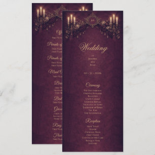 Elegant floral Gothic Halloween Wedding Program Menu