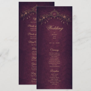 Elegant floral Gothic Halloween Wedding Program Menu