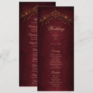 Elegant floral Gothic Halloween Wedding Program Menu