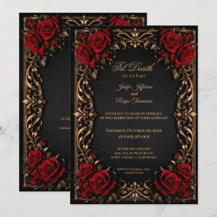 Elegant Floral Gothic wedding invitation