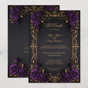 Elegant Floral Gothic wedding invitation