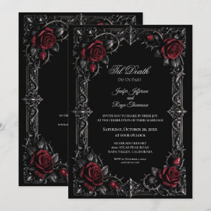 Elegant Floral Gothic wedding invitation