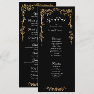 Elegant floral Gothic Wedding Program Menu