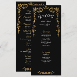 Elegant floral Gothic Wedding Program Menu