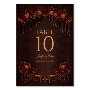 Elegant floral Gothic Wedding Table number