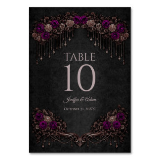 Elegant floral Gothic Wedding Table number