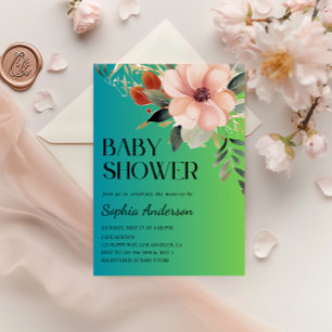 Elegant Floral Gradient Baby Shower Invitation