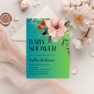Elegant Floral Gradient Baby Shower Invitation