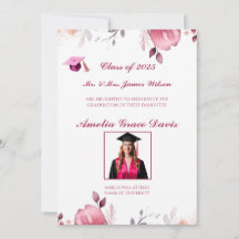 Elegant Floral Graduation Announcement