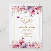 Elegant Floral Graduation Party Invitation 