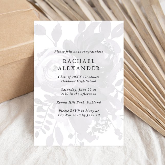 Elegant Floral Graduation Party Photo Invitation (Creator Uploaded)