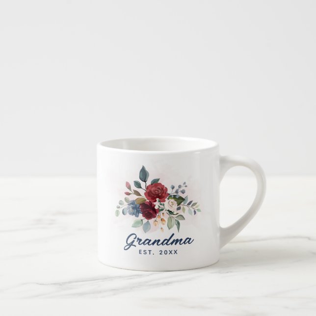 Elegant Floral Grandma Custom Espresso Cup (Right)