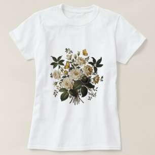 Elegant Floral Graphic & Butterfly T-Shirt