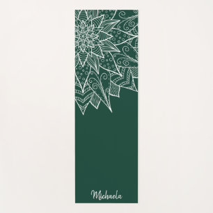 Elegant Floral Green Mandala Yoga Mat