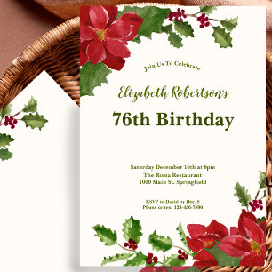 Elegant Floral Greenery 76th Birthday Invitation