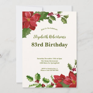 Elegant Floral Greenery 83rd Birthday Invitation