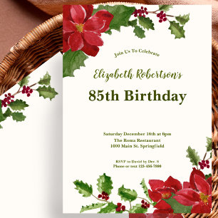 Elegant Floral Greenery 85th Birthday Invitation