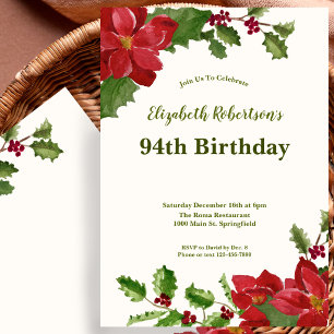 Elegant Floral Greenery 94th Birthday Invitation