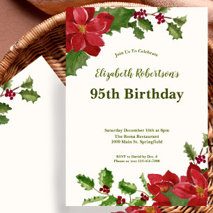 Elegant Floral Greenery 95th Birthday Invitation
