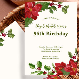 Elegant Floral Greenery 96th Birthday Invitation