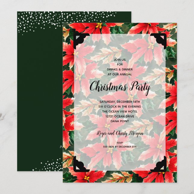Elegant Floral Greenery Christmas Party (Front/Back)