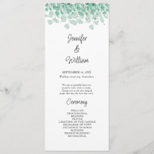 Elegant Floral Greenery Eucalyptus Wedding Program Programme