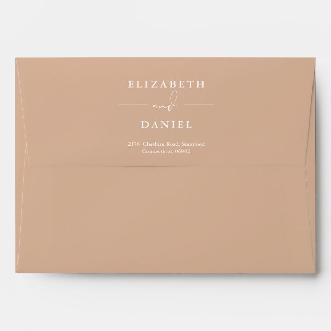 Elegant Floral Greenery Tan Return Address Envelope (Back (Top Flap))