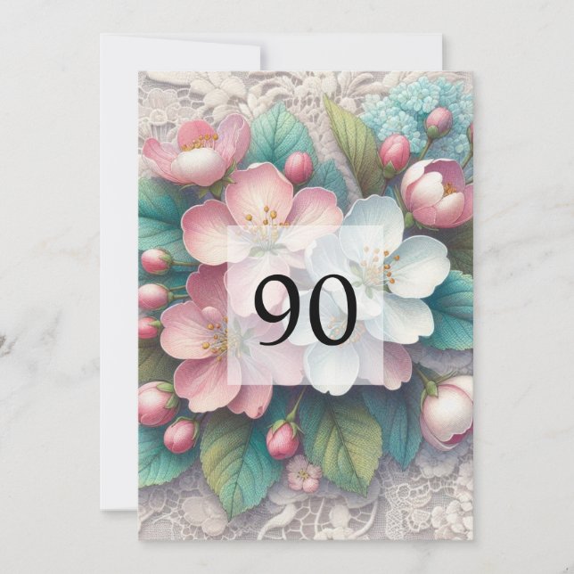 Elegant floral greenery watercolor birthday party invitation (Front)