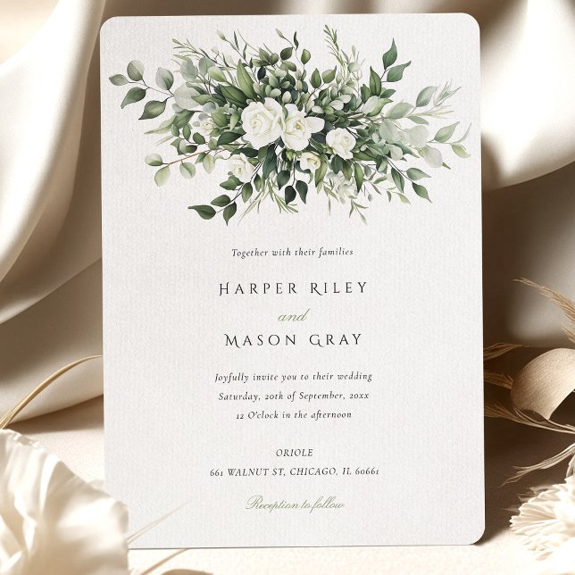 Elegant Floral Greenery Wedding Invitation (Creator Uploaded)