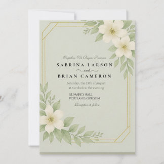 Elegant Floral Greenery Wedding Invitation Card  