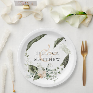 Elegant Floral Greenery Wedding     Paper Plate