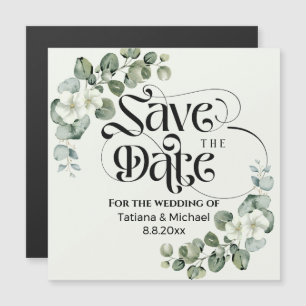 elegant floral greenery wedding save the date magnetic invitation