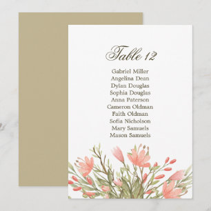 Elegant Floral Greenery Wedding  Seating Chart Invitation