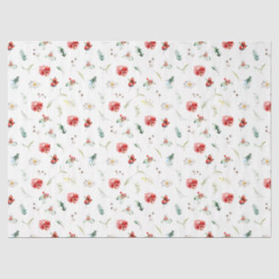 Elegant Floral Greenery Winter Pattern Tissue Paper