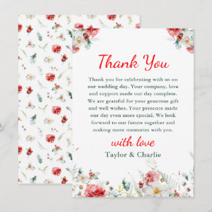 Elegant Floral Greenery Winter Wedding Thank You Card