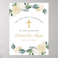 Elegant Floral Greenery Wreath First Communion